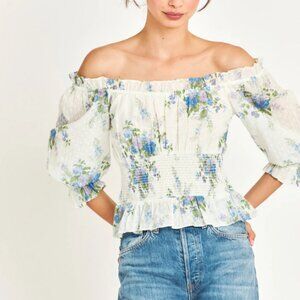 LoveShackFancy Fifi Shoulder Top NTW